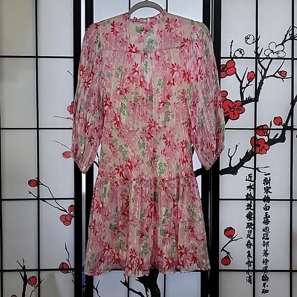 RIXO Devi metallic floral-print silk-blend jacquard mini dress - Picture 3 of 16